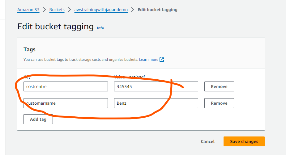 aws s3 bucket tagging 